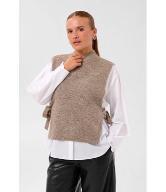 KAFFE KAmartine Knit Vest - Desert Taupe Melange