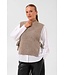 KAFFE KAmartine Knit Vest Desert Taupe Melange – Gebreid damesvest met strikdetails