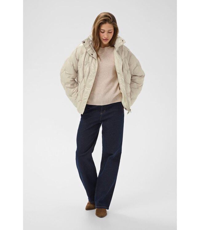 CREAM CRDrakie Short Jacket Oatmeal – Gewatteerde damesjas met sterpatroon