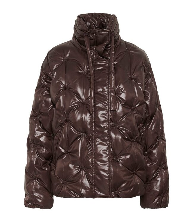 CREAM CRDrakie Short Jacket Coffee Bean – Bruine gewatteerde damesjas met sterpatroon