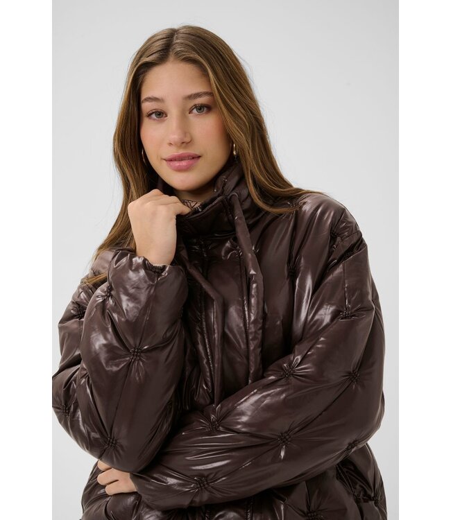 CREAM CRDrakie Short Jacket Coffee Bean – Bruine gewatteerde damesjas met sterpatroon