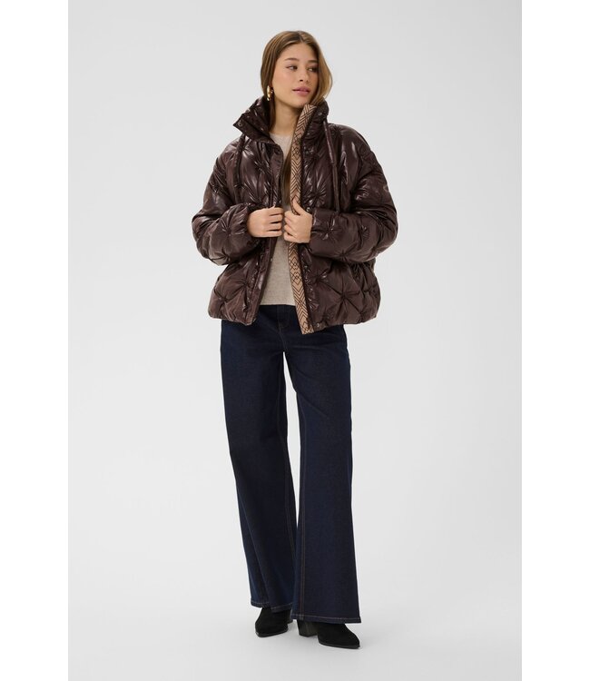 CREAM CRDrakie Short Jacket Coffee Bean – Bruine gewatteerde damesjas met sterpatroon