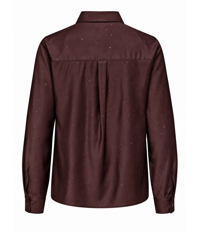 JDY JDYVILMA Shirt Chocolate Plum Rhinestones – Damesblouse met strass-steentjes