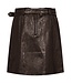 Freequent FQFREY Skirt Mole – Bruine PU-minirok in lederlook met ceintuur