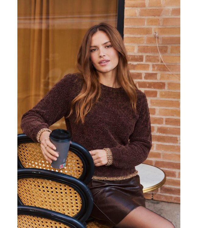 Freequent FQFREY Skirt Mole – Bruine PU-minirok in lederlook met ceintuur