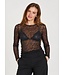 Freequent FQISBY Tee Black – Zwarte transparante mesh damestop met lange mouwen