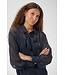 KAFFE KAlouisa Shirt Blue Blurry Stripes – Transparante blauwe damesblouse met strik