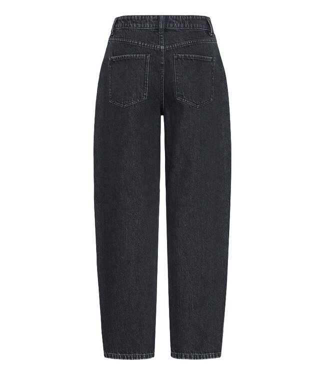 b.young BYKIZION Barrel Jeans Black Denim – Zwarte damesjeans met hoge taille en barrel fit