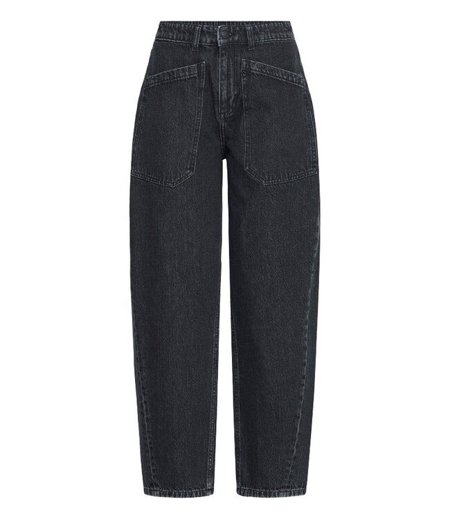 b.young BYKIZION Barrel Jeans Black Denim – Zwarte damesjeans met hoge taille en barrel fit
