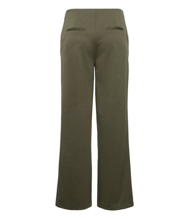 ICHI IHKATE Wide Pant 2 Forest Night – Olijfgroene damesbroek met wijde pijpen