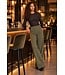 ICHI IHKATE Wide Pant 2 Forest Night – Olijfgroene damesbroek met wijde pijpen