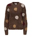 JDY JDYDOTTIE O-Neck Dot Pullover Bison Rum Raisin – Bruine damestrui met kleurrijke stippen