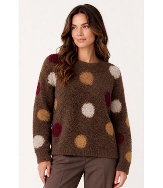 JDY JDYDOTTIE O-Neck Dot Pullover - Bison RUM RAISIN
