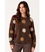 JDY JDYDOTTIE O-Neck Dot Pullover Bison Rum Raisin – Bruine damestrui met kleurrijke stippen