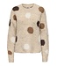 JDY JDYDOTTIE O-Neck Dot Pullover Pussywillow Gray – Lichtbeige damestrui met bruine stippen