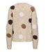 JDY JDYDOTTIE O-Neck Dot Pullover Pussywillow Gray – Lichtbeige damestrui met bruine stippen