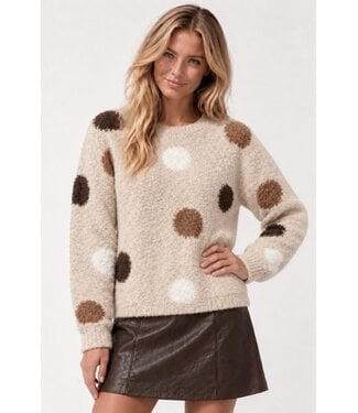 JDY JDYDOTTIE O-Neck Dot Pullover - Pussywillow Gray