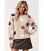 JDY JDYDOTTIE O-Neck Dot Pullover Pussywillow Gray – Lichtbeige damestrui met bruine stippen