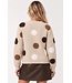JDY JDYDOTTIE O-Neck Dot Pullover Pussywillow Gray – Lichtbeige damestrui met bruine stippen