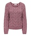 JDY JDYDINEA-Kia Structure Pullover Grape Shake – Oudroze kabeltrui met opengewerkt breipatroon