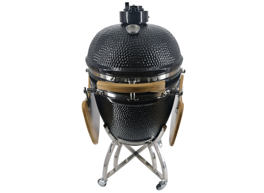 Big kamado houtskoolbarbecue 22inch/56 cm zwart