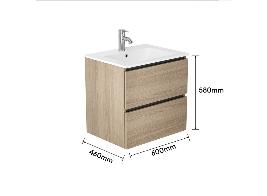 Badkamermeubel-Natural Oak-60cm