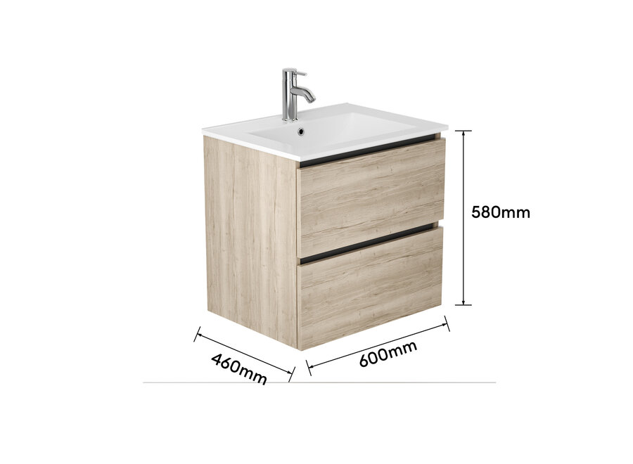 Badkamermeubel-Natural Oak-60cm