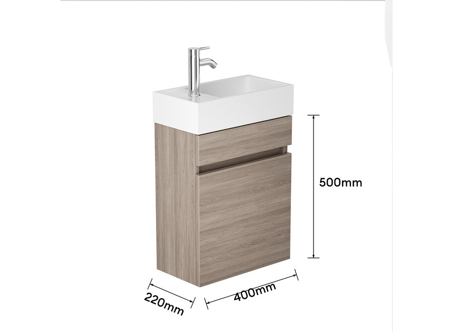 Toiletmeubel Fontein 40 cm – Compact en Stijlvol - Grey Oak