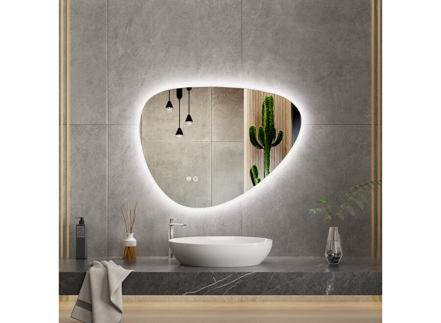 Badkamerspiegel met verlichting en verwarming -Asymmetrisch- 80x60cm