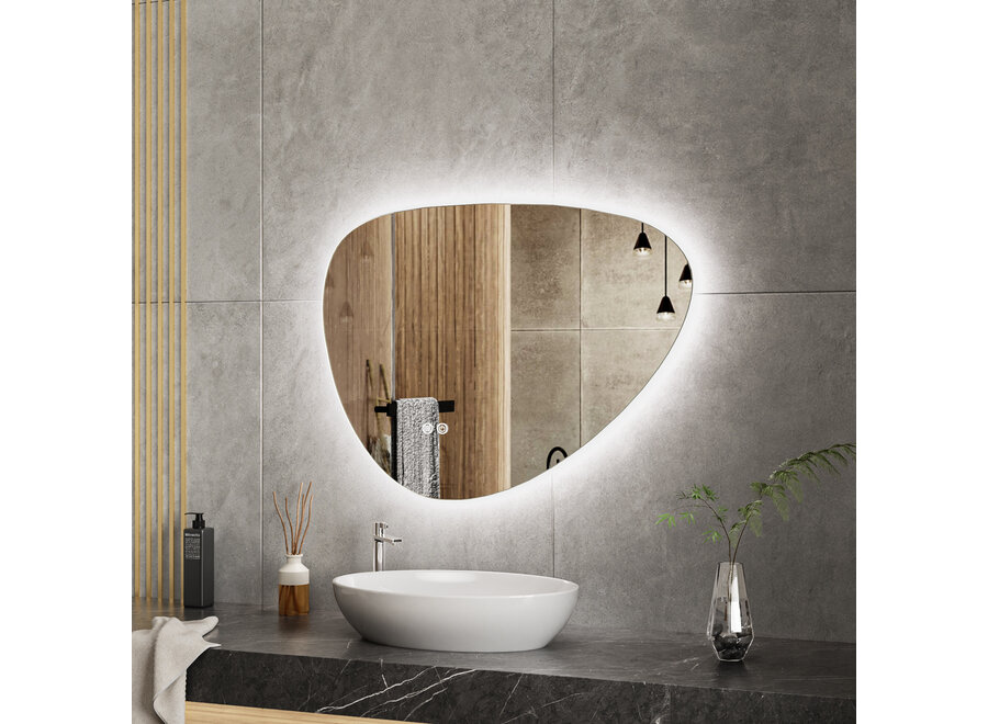 Badkamerspiegel met verlichting en verwarming -Asymmetrisch- 80x60cm