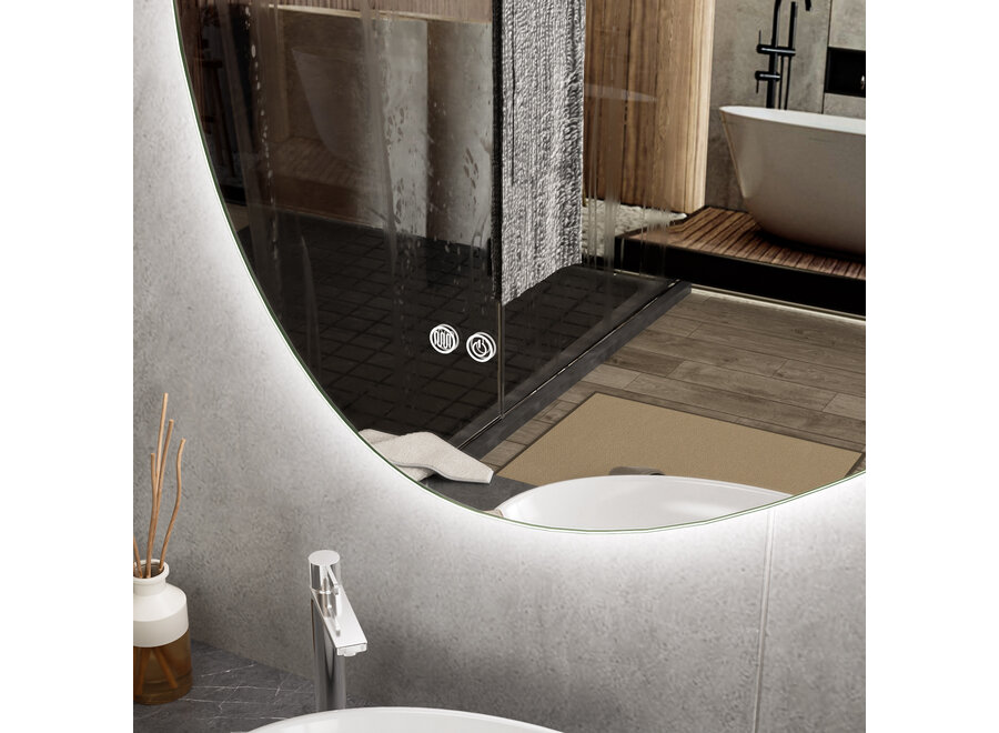 Badkamerspiegel met verlichting en verwarming -Asymmetrisch- 80x60cm