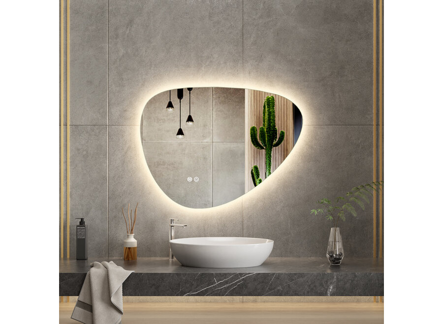 Badkamerspiegel met verlichting en verwarming -Asymmetrisch- 80x60cm