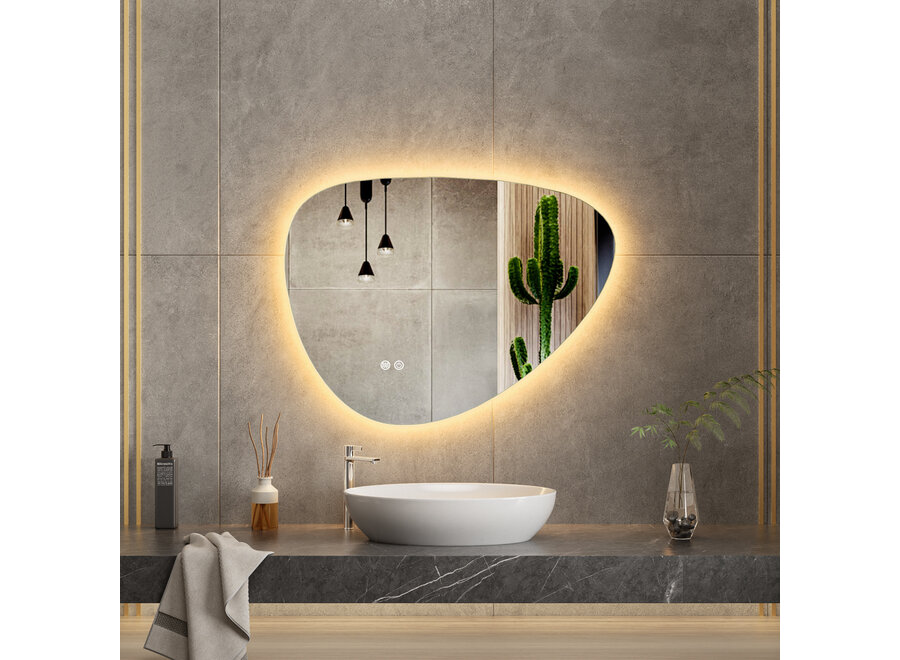 Badkamerspiegel met verlichting en verwarming -Asymmetrisch- 80x60cm