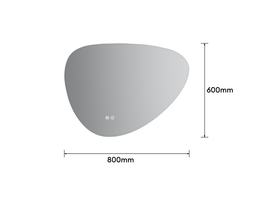 Badkamerspiegel met verlichting en verwarming -Asymmetrisch- 80x60cm