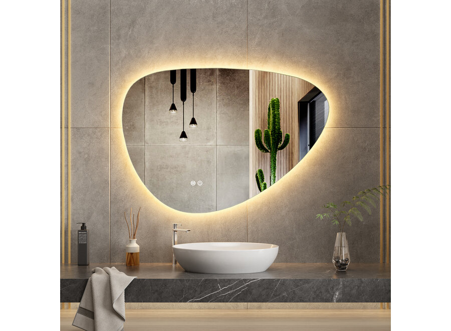 Badkamerspiegel met verlichting en verwarming -Asymmetrisch- 100x70cm