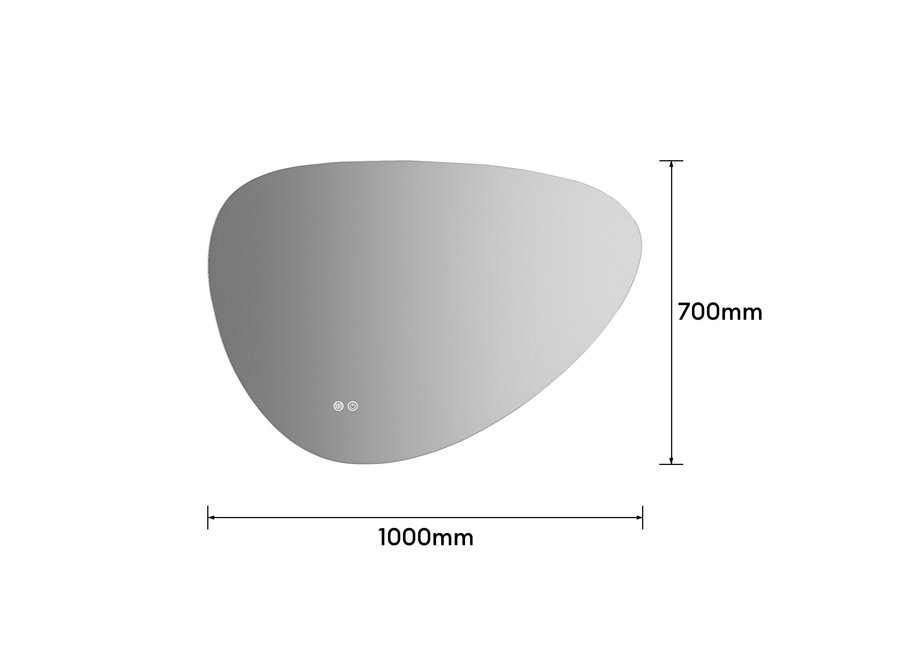 Badkamerspiegel met verlichting en verwarming -Asymmetrisch- 100x70cm