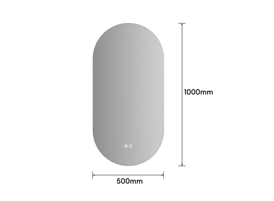 Badkamerspiegel met verlichting en verwarming - Ovaal - 50x100cm