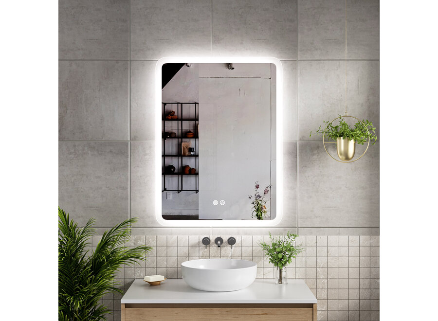 Badkamerspiegel met LED en verwarming - Rechthoek - 60x80