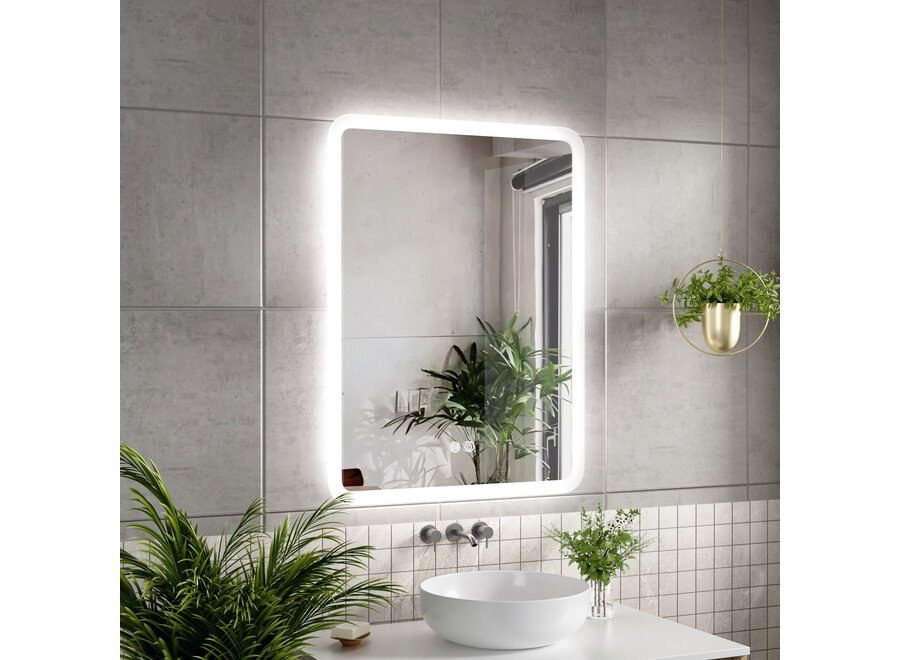 Badkamerspiegel met LED en verwarming - Rechthoek - 60x80