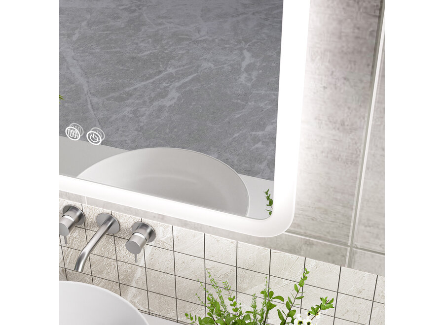 Badkamerspiegel met LED en verwarming - Rechthoek - 60x80