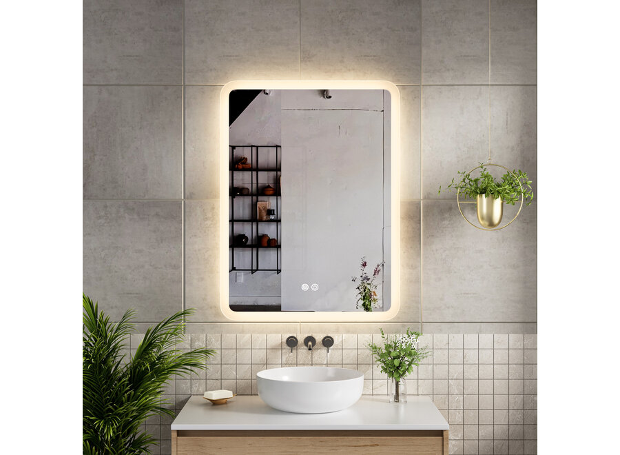 Badkamerspiegel met LED en verwarming - Rechthoek - 60x80
