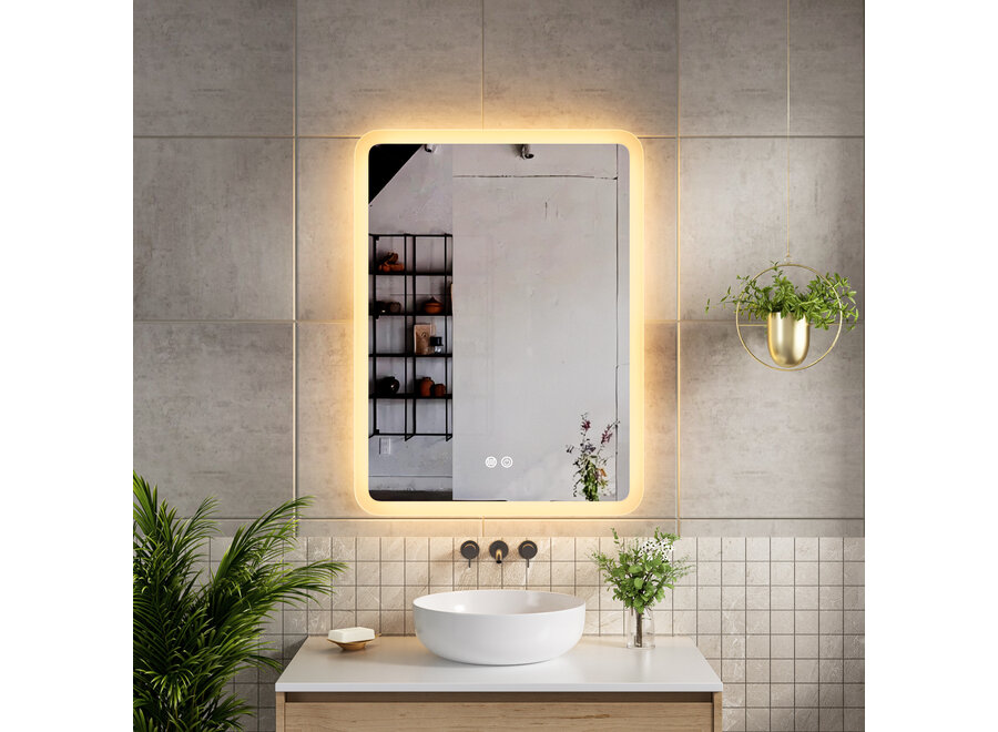 Badkamerspiegel met LED en verwarming - Rechthoek - 60x80