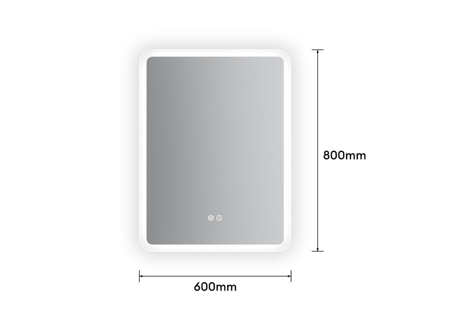 Badkamerspiegel met LED en verwarming - Rechthoek - 60x80