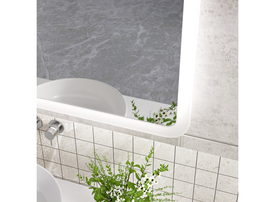 Badkamerspiegel met LED en verwarming - vierkant - 80x80cm