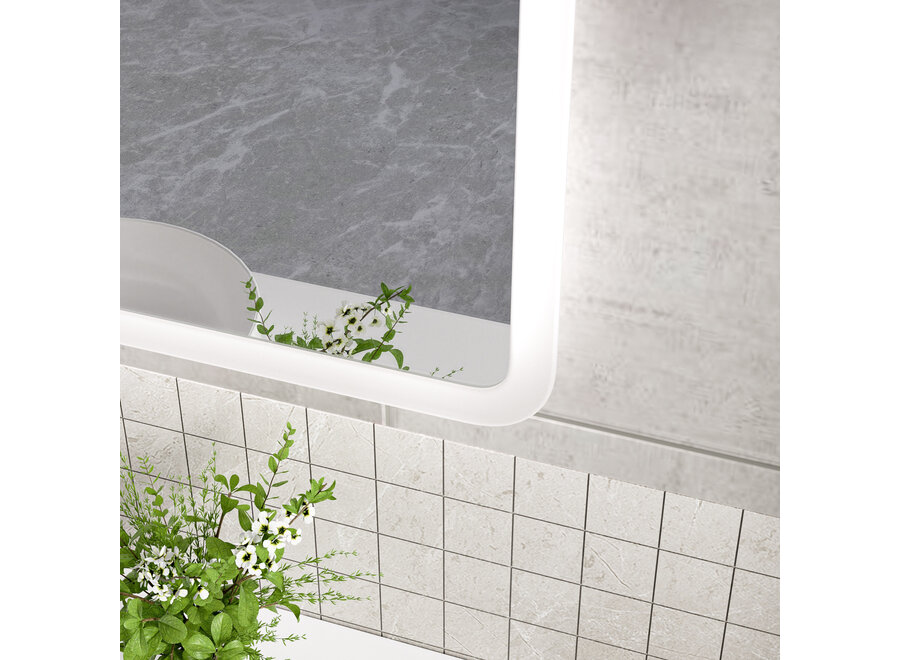 Badkamerspiegel met LED en verwarming - Rechthoek - 100x80cm