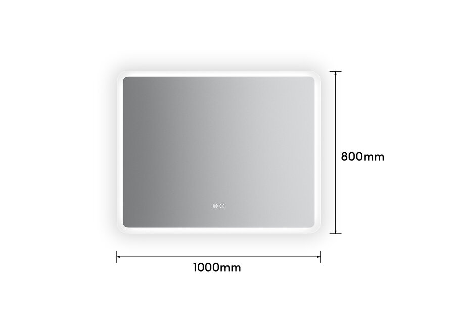 Badkamerspiegel met LED en verwarming - Rechthoek - 100x80cm