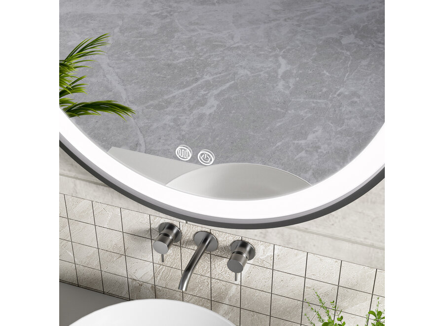 Badkamerspiegel met LED en verwarming - Rond - Ø60cm