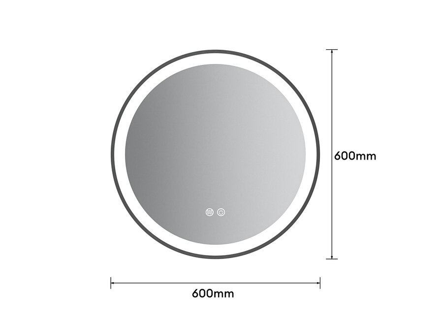 Badkamerspiegel met LED en verwarming - Rond - Ø60cm