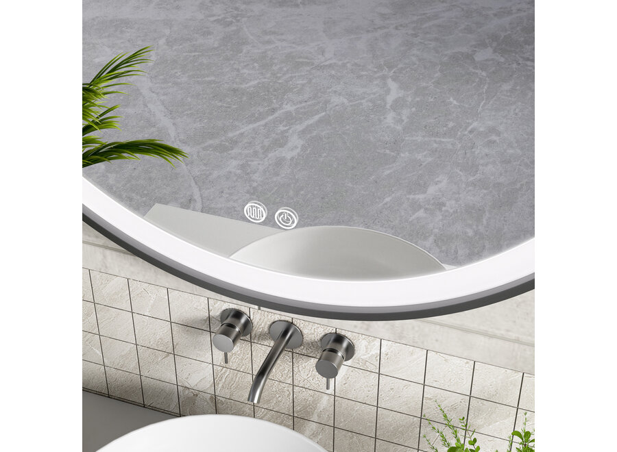 Badkamerspiegel met LED en verwarming - Rond - Ø80cm