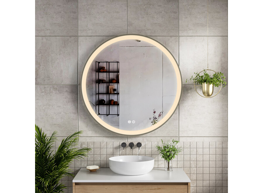 Badkamerspiegel met LED en verwarming - Rond - Ø80cm